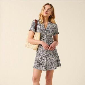 Rouje Marion Floral Mini Dress in Fleurette Bleu Size 40 EUC